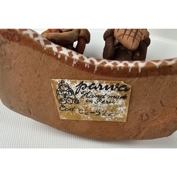 Vintage Peruvian Handmade Clay‎ Figurine Guitar and Flute Players - Picture 9 of 9